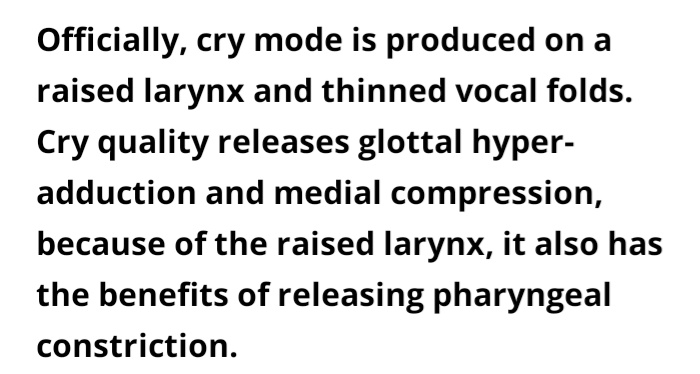 Jimin uses sob/cry vocal modes on some particular words. This is another vocal technique used by artists to highlight the emotions to be conveyed through the song. This technique is where he put stress to certain words in a phrase to show the emotional impact of the song. ++