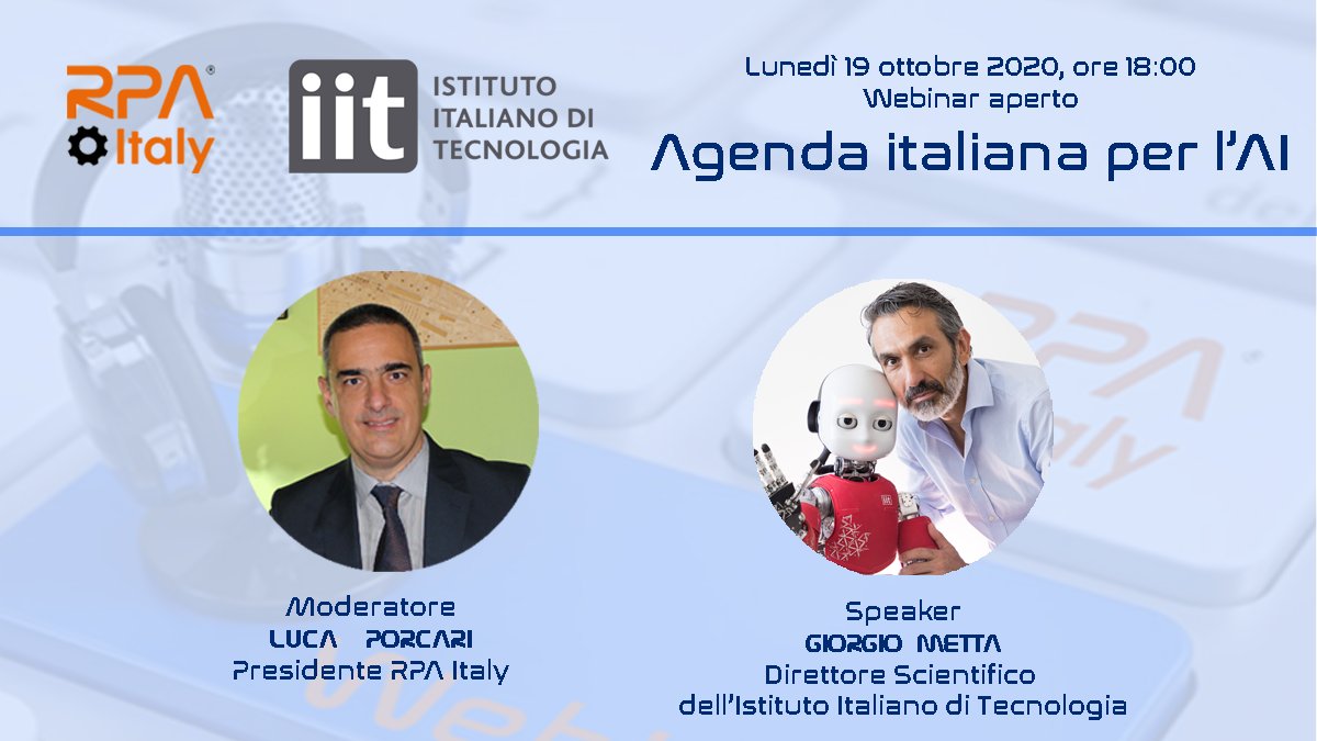 Su Youtube la registrazione del webinar dello scorso 19 ottobre "Agenda Italiana per l'AI", in collaborazione con <a href="/IITalk/">IIT</a> 
youtu.be/9-RHJZAY7lM
Come si posiziona l’ #Italia rispetto agli altri Paesi in temi di intelligenza artificiale e tecnologie digitali?
#innovazione #AI