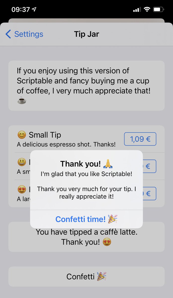 echobit's tweet image. Bitte vergisst es nicht, dem Entwickler der App ein kleines Trinkgeld zukommen lassen. Die App kostet ja nichts und macht echt Freude. @simonbs #scriptable