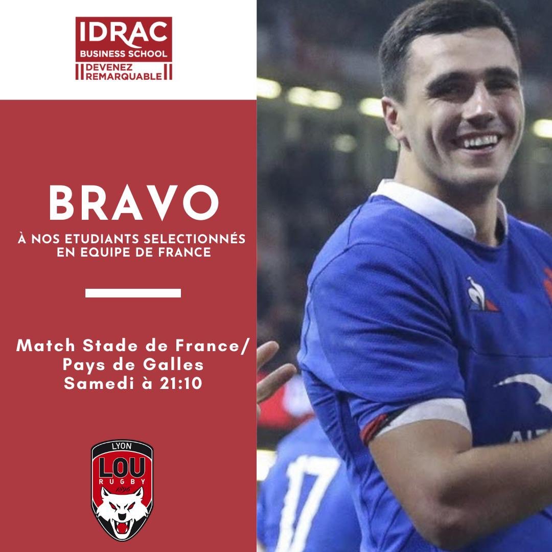 Toutes les équipes <a href="/IDRAC_BS/">IDRAC Business School</a> / Campus de Lyon sont fières  d’accompagner dans leurs études des joueurs du <a href="/LeLOURugby/">LOU Rugby</a> qui font partie du XV de France 🇫🇷🇫🇷🇫🇷 <a href="/DylanCretin/">dylan</a>  <a href="/DembaBamba_/">Demba Bamba</a> Killian Geraci

<a href="/FranceRugby/">France Rugby</a> 
#nefaisonsXV