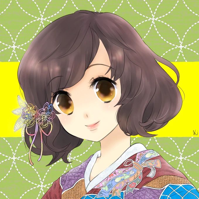 着物の柄を考えるの楽しい✨☺️?
束ね熨斗に正月〜冬の植物を描いて、通年着られる着物にしました?
残暑お見舞いで描いた少女の、一歳違いのお姉さんです✨

#アイビスペイント
#創作イラスト
#オリジナルイラスト 