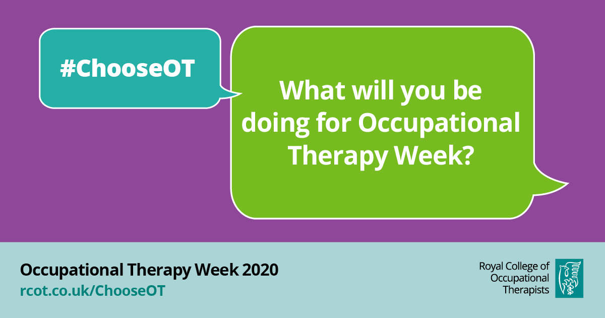 This #OTWeek2020 inspire people from all backgrounds to choose #occupationaltherapy as a career. You can tell your story, reach out to schools and share the #ChooseOT campaign. Discover more and tell us how you’ll get involved: rcot.co.uk/ChooseOT