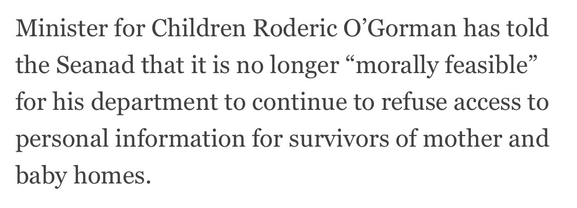 This is what it looks like to win an argument. The Minister’s now saying he will make provision for personal access requests to his department.There will be no 30 year seal. https://www.irishtimes.com/news/politics/controversial-legislation-on-mother-and-baby-homes-records-passed-by-seanad-1.4389672?mode=amp