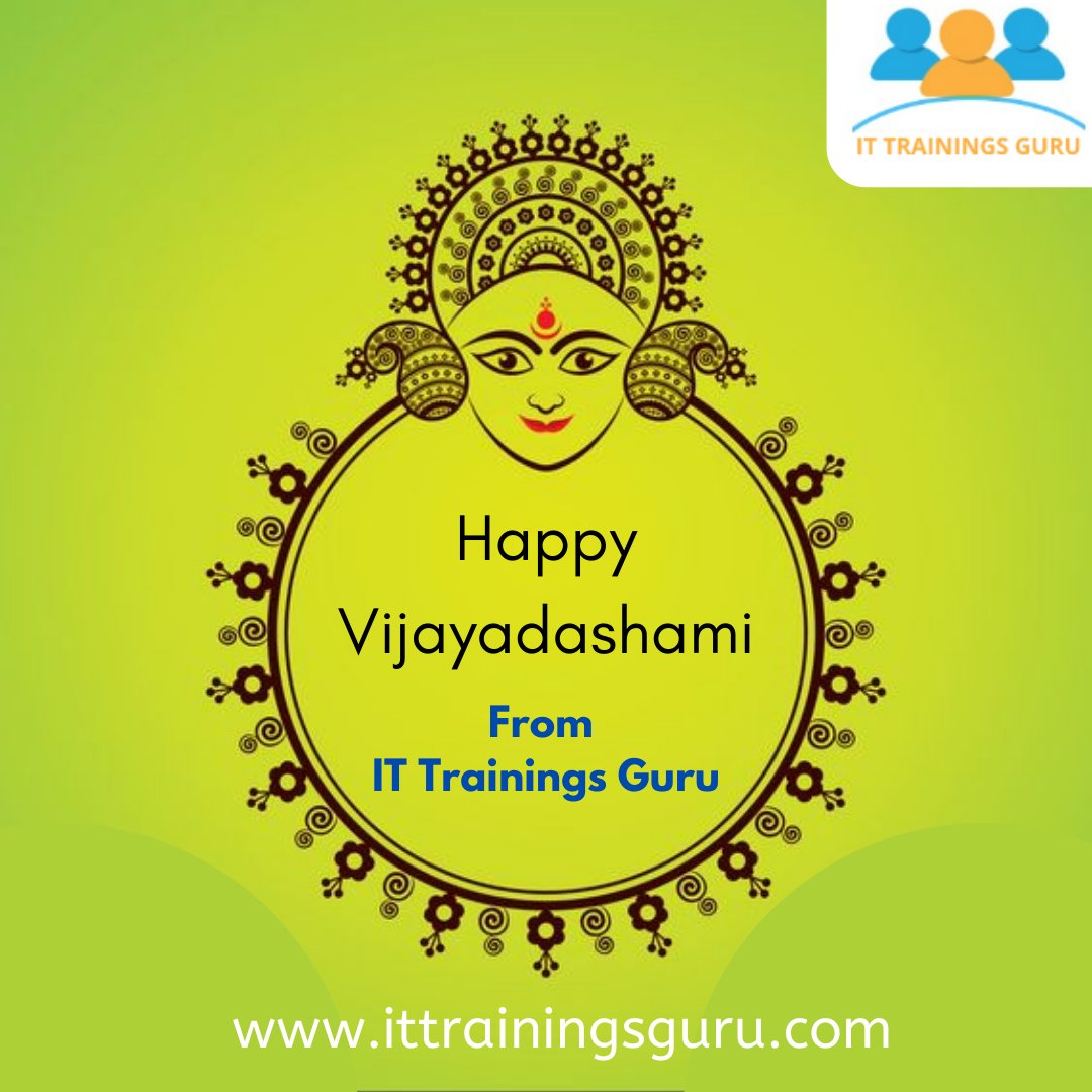 ITTrainingsGuru's tweet photo. Happy #Vijayadashami From 
IT Trainings Guru

Let Us Start A Great Life By Conquering Our External Evils.

https://t.co/M6uIPsMrns

#ITTrainingsGuru #Hyderabad #HappyDurgaPuja #Happyvijayadashami #onlinetraining #onjobsupport https://t.co/ygcJevixlg