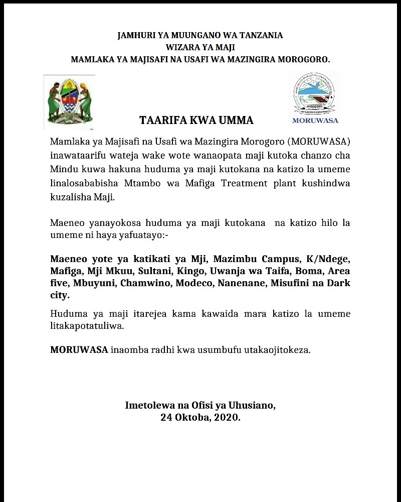 Mamlaka ya Maji Morogoro (@moruwasa1) on Twitter photo 
