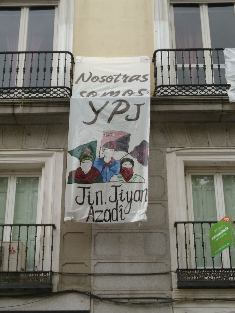 starrcongress's tweet photo. Comrades sent solidarity with YPJ from Madrid
#WeDefendWomenAndLife
#EndTurkishOccupation
#InternationalistSolidarity https://t.co/g6TtwqDgem