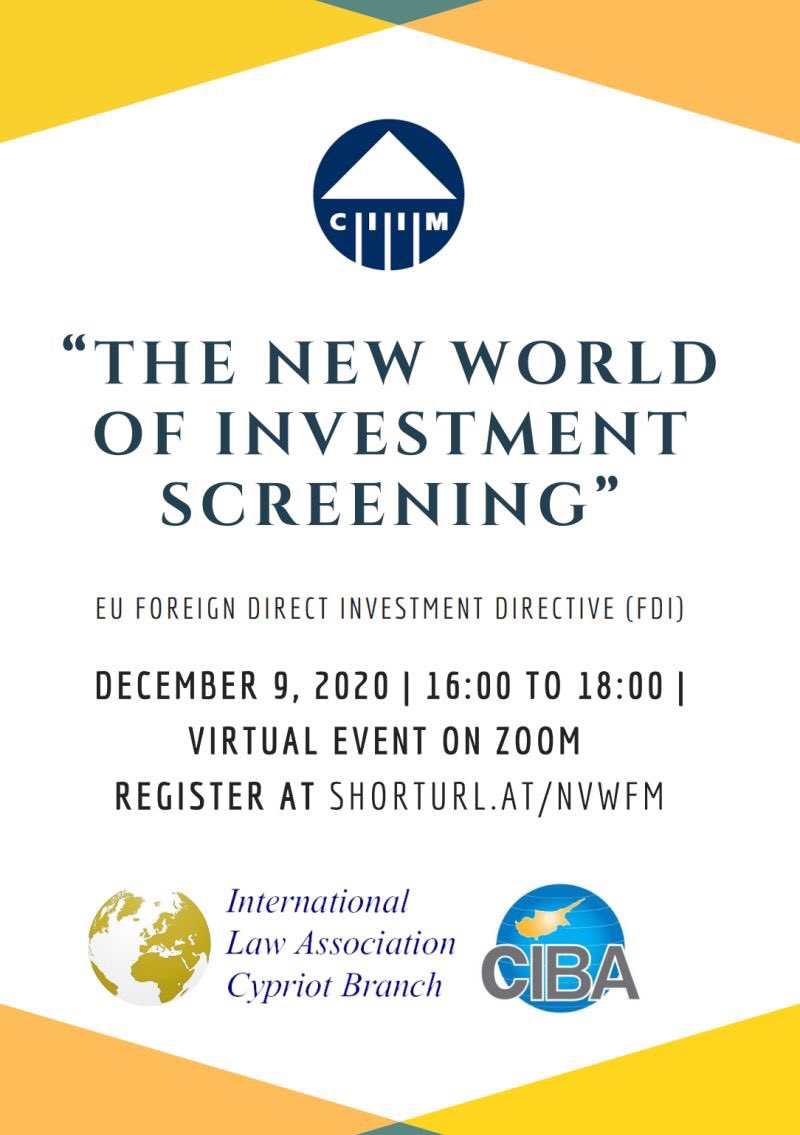 ila_cyprus's tweet photo. Excited to announce our forthcoming webinar on investment screening with @ciimaccy and CIBA! Register here https://t.co/lSfIc0xz9F https://t.co/iMT3GKNIIa