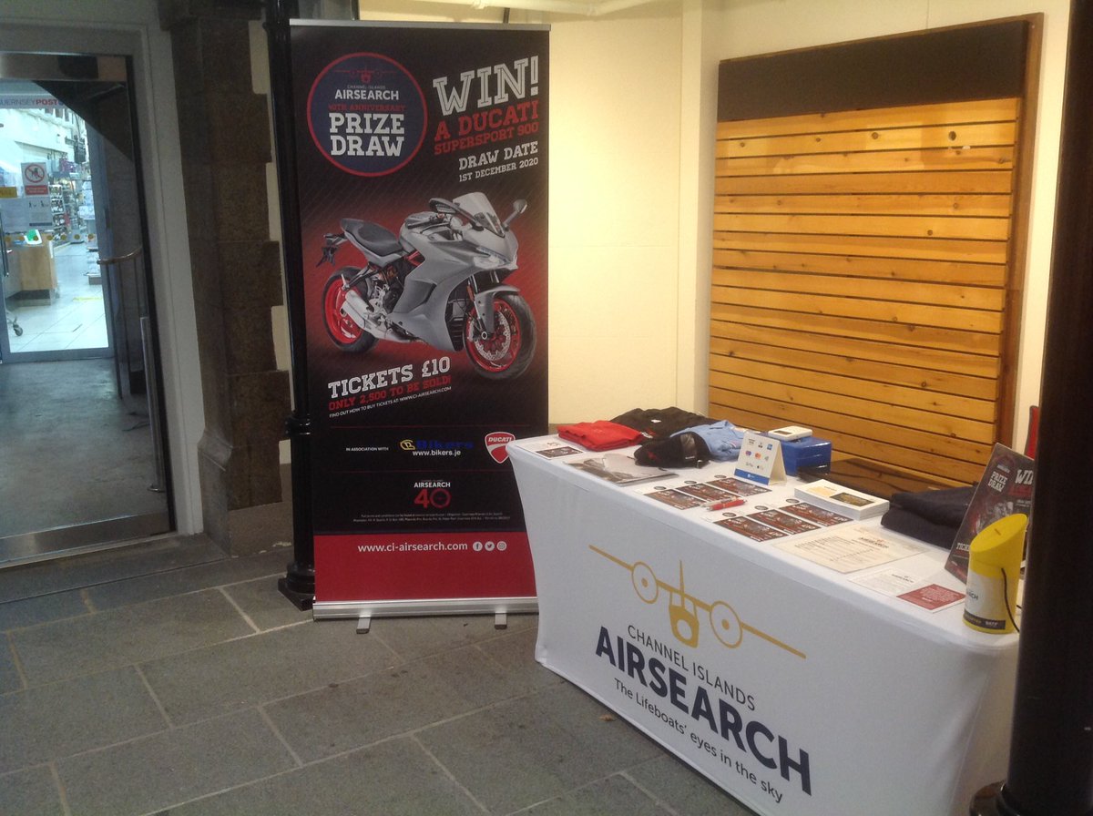 If you've been meaning to buy your ticket to be in with a chance of winning a Ducati Supersport 900, Guernsey Friends will be in the pop-up shop next to <a href="/GuernseyWeigh/">The Guernsey Weigh</a> in <a href="/GsyMarketPlace/">Guernsey Market Place</a> until 2.00 p.m. today. We also have a small selection of our merchandise available for sale.