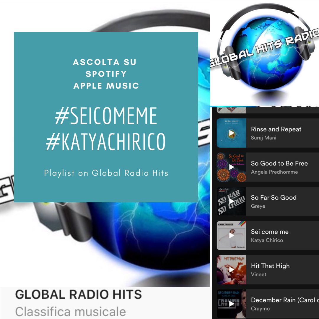 KatyaKirico's tweet photo. “𝑆𝑒𝑖 𝑐𝑜𝑚𝑒 𝑚��"-𝐾𝑎𝑡𝑦𝑎 𝐶ℎ𝑖𝑟𝑖𝑐𝑜 🎧 𝐒𝐩𝐨𝐭𝐢𝐟𝐲 - 𝐀𝐩𝐩𝐥𝐞 𝐌𝐮𝐬𝐢𝐜 ✨🎶Da oggi anche sulla playlist di “Global Radio Hits!🎶😁🎧🎶💕
#seicomeme #katyachirico #daniloamerio #listen #music #pop #lifestyle #love #24ottobre #buongiorno #buonweekend #buonsabato https://t.co/SGeQVTZTnu