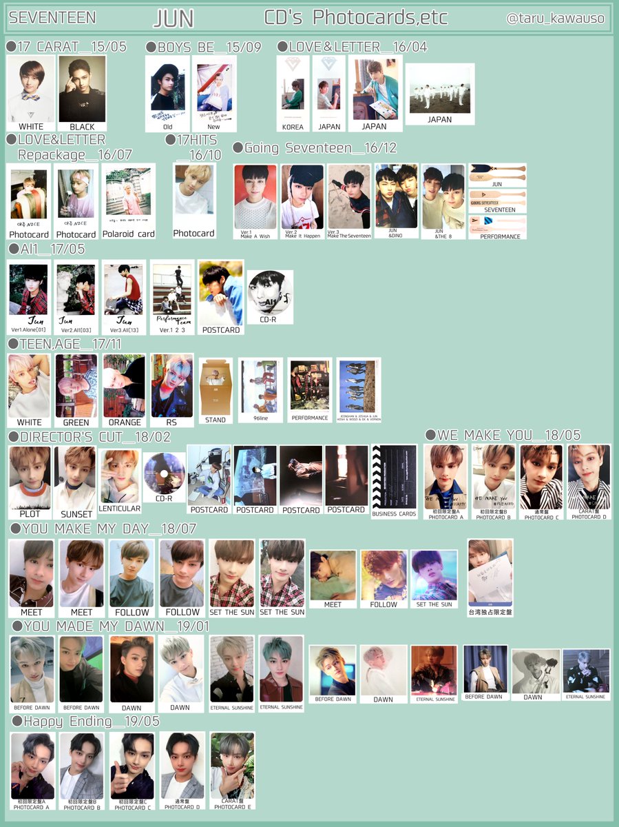 SEVENTEEN セブチ トレカ一覧 過去トレカ 歴代アルバムトレカ ジュン