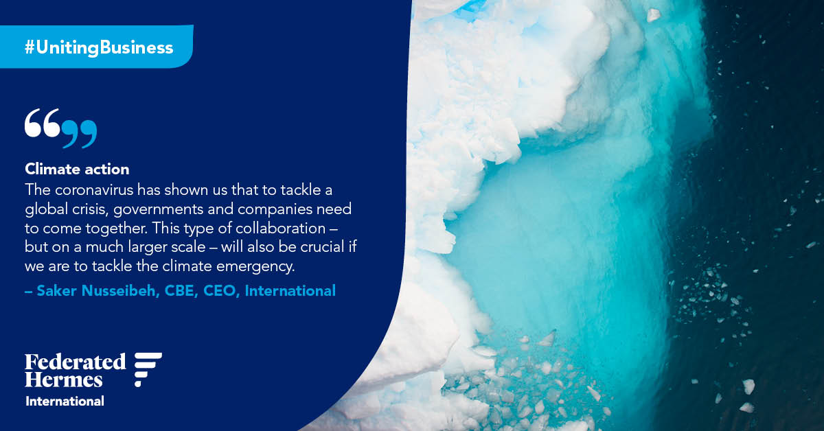 FedHermesLtd's tweet photo. The collaborative efforts of governments, businesses and citizens in 2020 shows the potential for global coordination to combat the climate emergency. In marking UN Day on 24 October, we assess how #unitingbusiness can play a part in preserving our world: https://t.co/cOtj8fiYxe https://t.co/jQHRt8nPuC