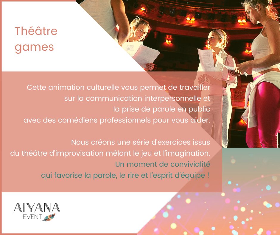 AiyanaEvent's tweet photo. || 🚨Activités INNOVANTES, variées et efficaces  🎯🥇 ||
Nos TEAM BUILDING uniques vous transportent dans des univers auxquels vous n'auriez jamais pensé !

Retrouvez tous nos team building ici 
⬇️⬇️⬇️
https://t.co/lz2ngHRlTg

#aiyana #event #valence #agence #evenementiel https://t.co/bifCiyYMm9