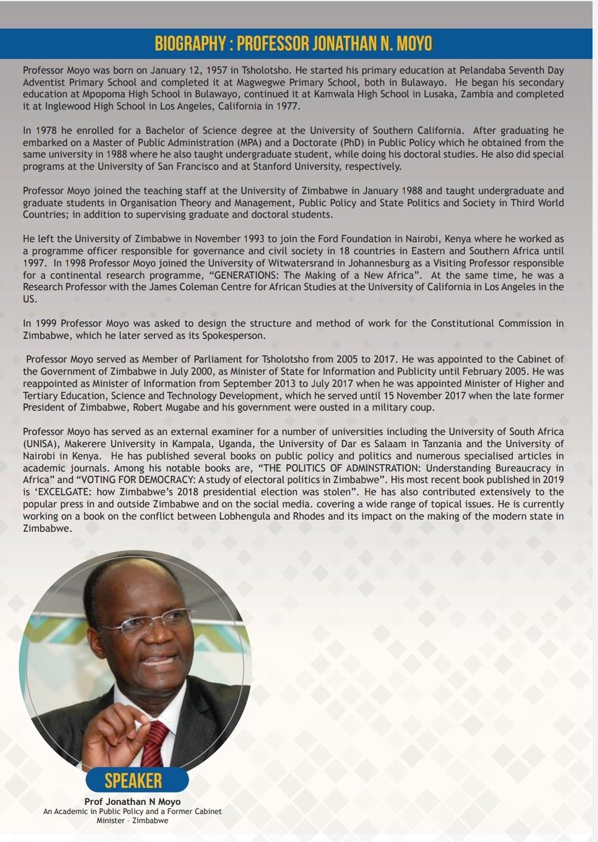 ProfJNMoyo's tweet image. "THE REVOLUTION THAT LOST ITS WAY: why elections in Africa are neither free nor fair"
 
I'll give a virtual public lecture on the above topic at Tshwane University of Tchnology on 30 October 2020 from 2:00pm to 4:00pm (SA time). Join me on the day for an intellectual exposition!