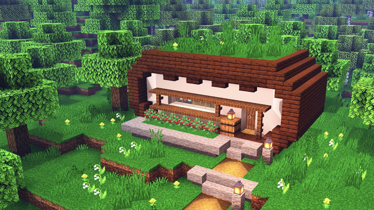 Uzivatel Kogumapro こぐまぷろ Na Twitteru 森の中に木材とコンクリートで家を作ってみました ぽつんと建つ感じが結構気に入ってます 何軒か並べても可愛いかなぁ 色も変えても面白いかもしれません マイクラ Minecraft建築コミュ マインクラフト