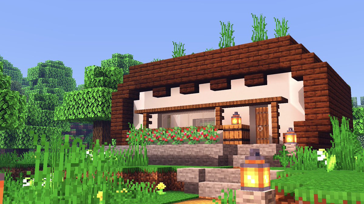 Kogumapro こぐまぷろ 森の中に木材とコンクリートで家を作ってみました ぽつんと建つ感じが結構気に入ってます 何軒か並べても可愛いかなぁ 色も変えても面白いかもしれません マイクラ Minecraft建築コミュ マインクラフト Minecraft バニラ
