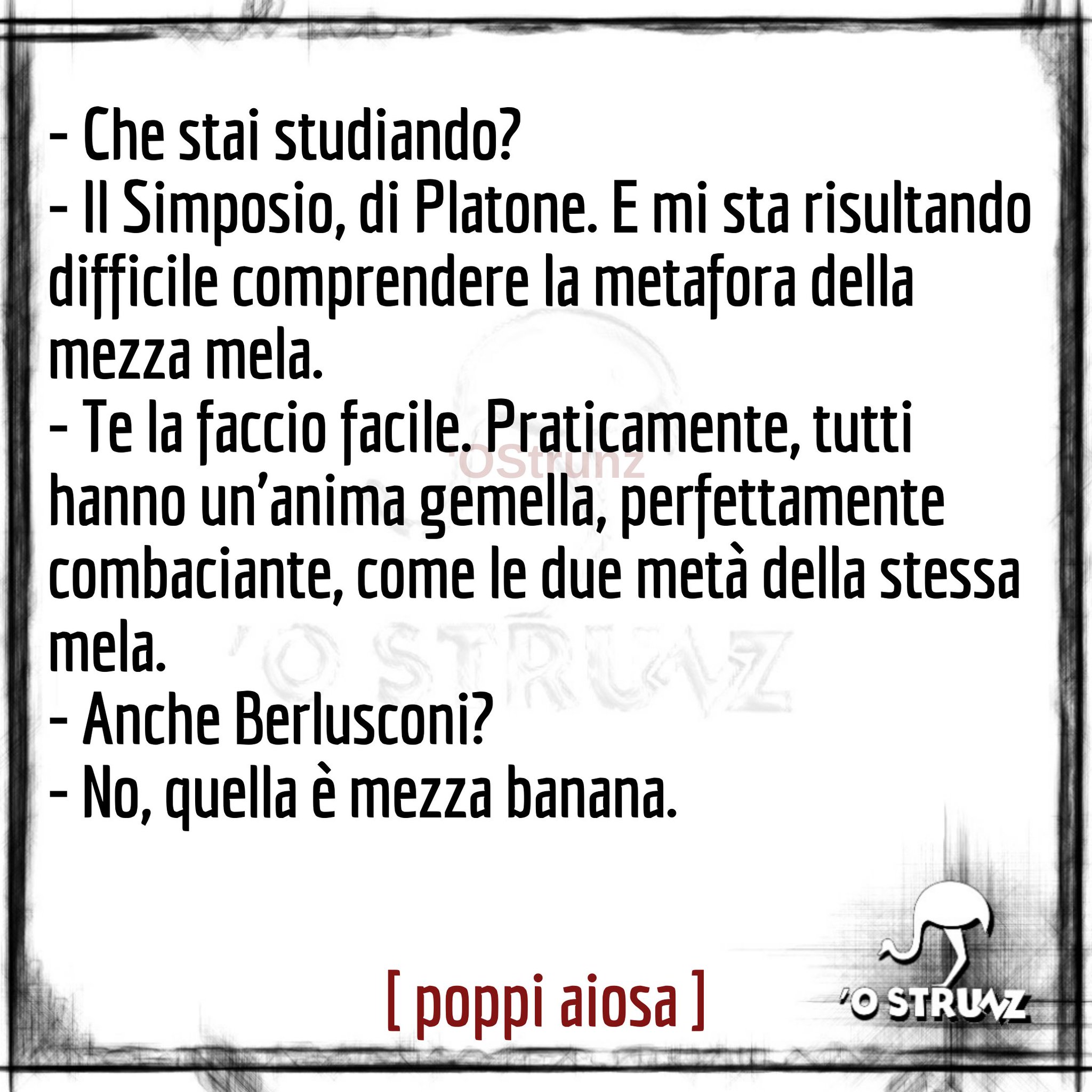 O Strunz on X: - Che stai studiando? - Il Simposio, di Platone. E mi sta  risultando difficile comprendere la metafora della mezza mela. - Te la  faccio facile. Praticamente, tutti hanno