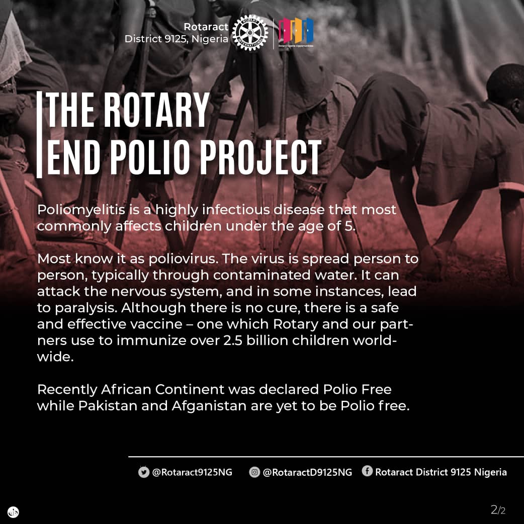 Rotaract9125NG's tweet photo. ROTARACT DISTRICT 9125, ROTARY INTERNATIONAL

 OFFICE OF THE DISTRICT ROTARACT REPRESENTATIVE

 Co-Volunteers,

 KEEPING POLIO @zero

1. Compassionate Volunteers https://t.co/LQt9tXRLCv
