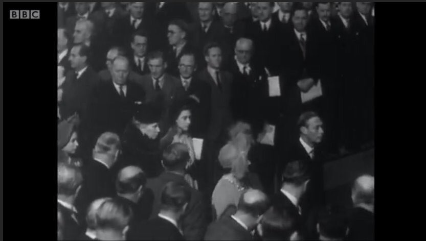 The re-dedication of the House of Commons was marked with one of the grandest ceremonies seen in Westminster Hall in centuries. Even in black and white it looks very fancy. 29 Commonwealth Speakers were in attendance along with three generations of the Royal Family.