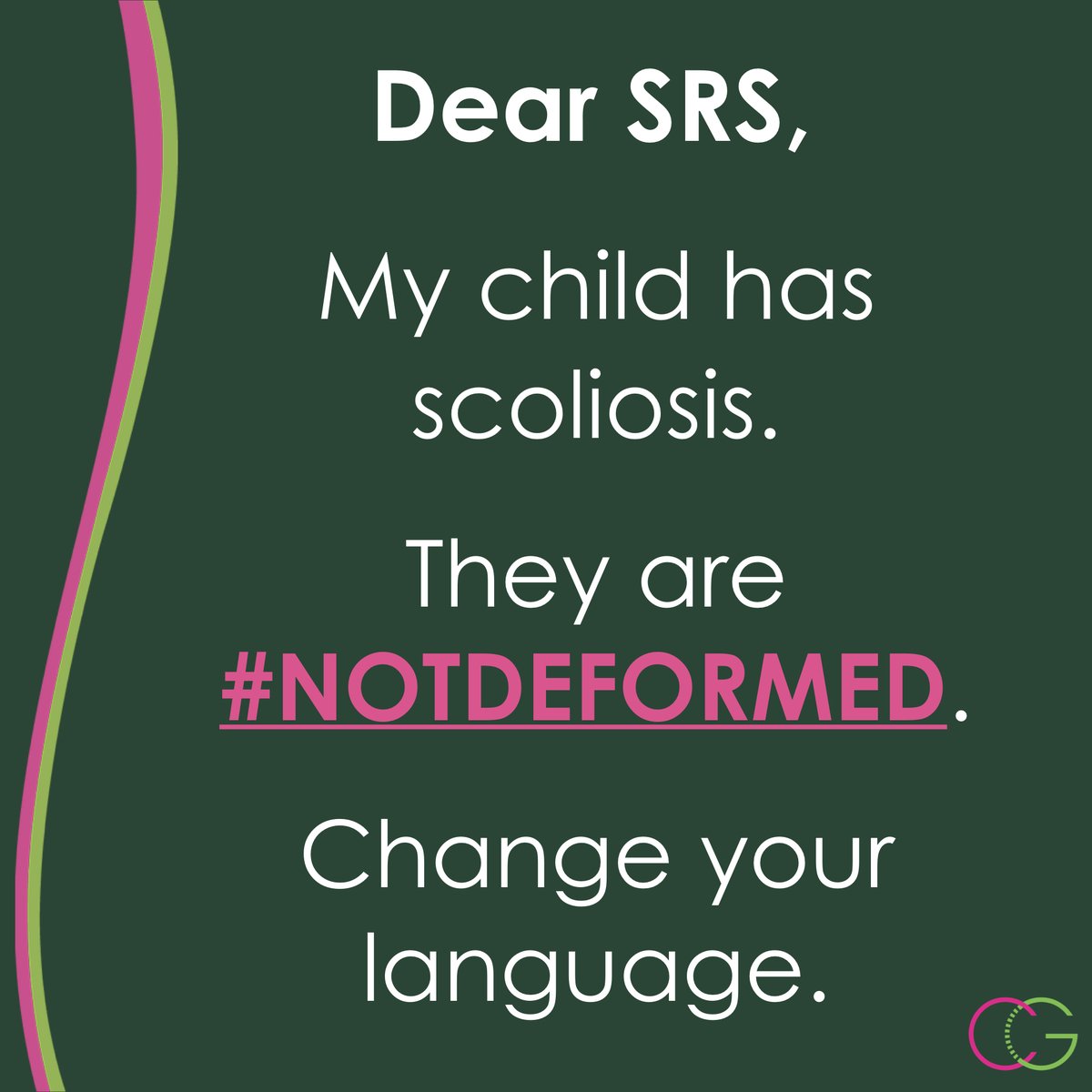 CurvyGirlsScoli's tweet photo. Here are some posts you can use to tell the @SRS_org, we are #NotDeformed. 

#scoliosis is a condition, not a deformity. https://t.co/1HmJgifJRx