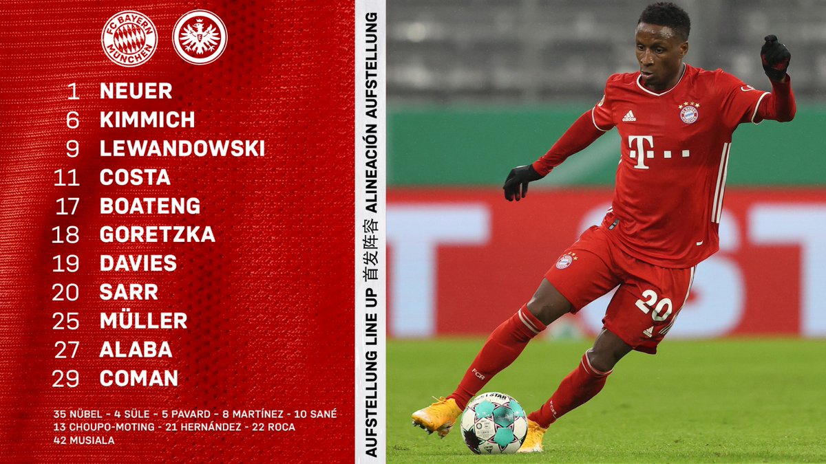 Unsere Aufstellung 🆚 <a href="/Eintracht/">Eintracht Frankfurt</a> 

#FCBSGE #Bundesliga
