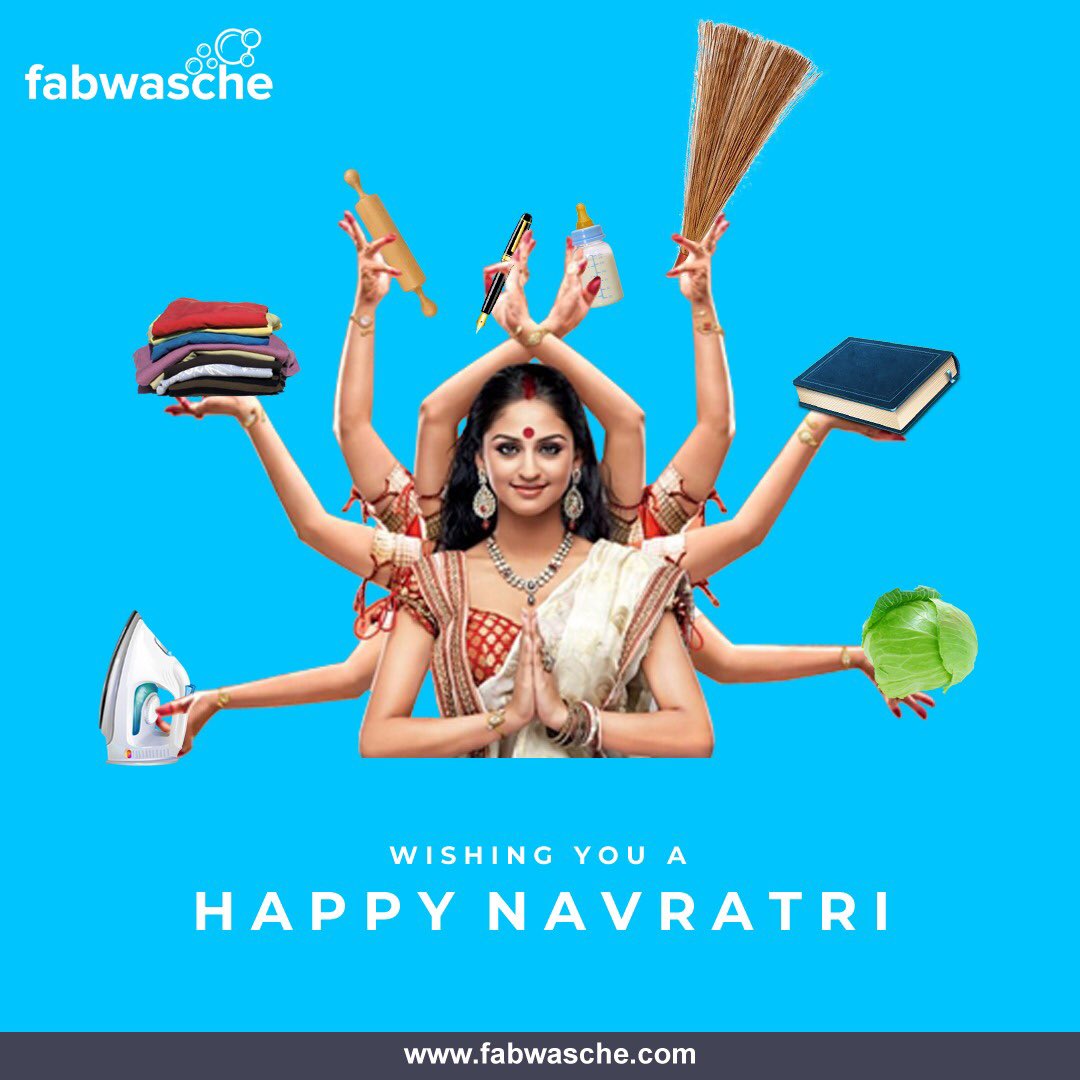 fabwasche's tweet photo. Our women the multitasking Goddess.      Happy Navratri  #fabwasche #onlinelaundry #love #lifestyle #drycleaning https://t.co/fOZy7sHqzU