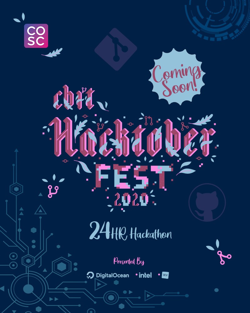cbitosc's tweet photo. CBIT’s Hacktoberfest #Hackathon is back again! COSC invites you to this much awaited experience with a great opportunity to show case your skills, and to top it off hack comfortably from you home
Registrations will begin soon. Hope you all are excited!
#OpenSource @hacktoberfest https://t.co/twiZUCV19H