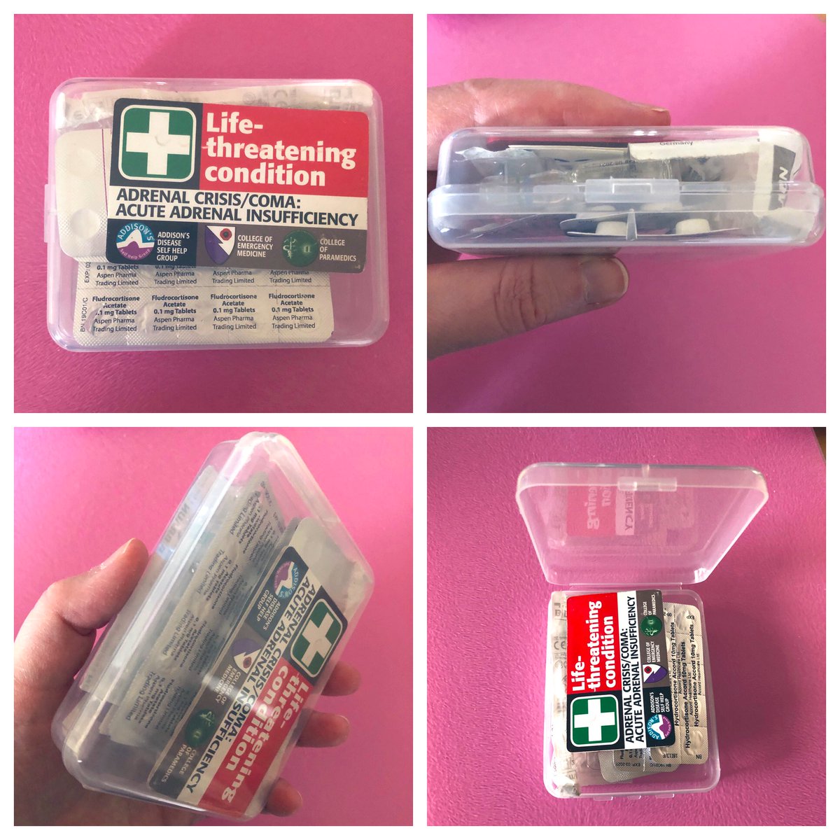 CortisolChaos's tweet photo. Here’s the slim plastic mask holder I just bought to try as an injection kit and it fits even more in than my regular red injection kit. It’s transparent & I bought one in pink too 😊 3/
#ShowYourKit #adrenalinsufficiency #adrenalcrisis #steroiddependent #emergencyinjectionkit https://t.co/mmj29lXZUa