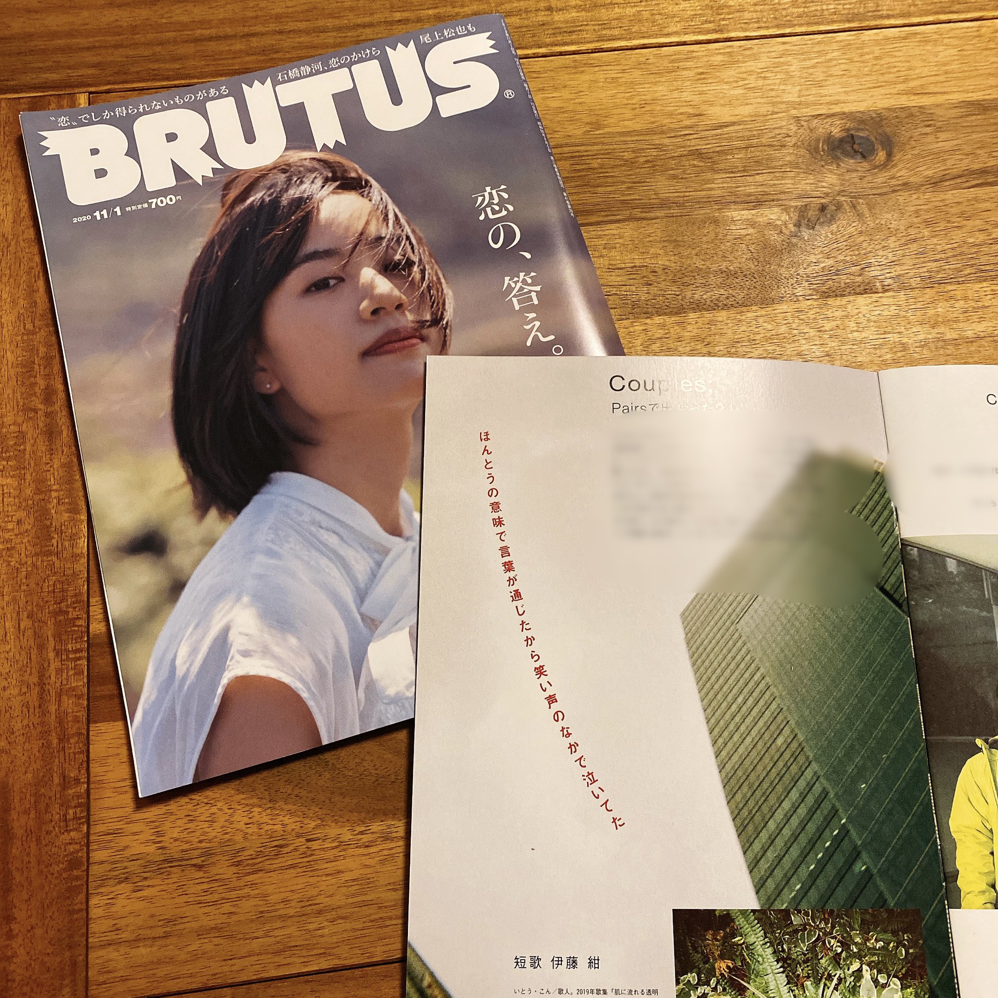 伊藤 紺 発売中の Brutus 恋の 答え 特集 の別冊付録 恋と Pairs のためにに 出会いの短歌を２首つくりました もう一首は 雑誌を探してみてね ほんとうの意味で言葉が通じたから笑い声のなかで泣いてた T Co Hajjjm5pdp Twitter