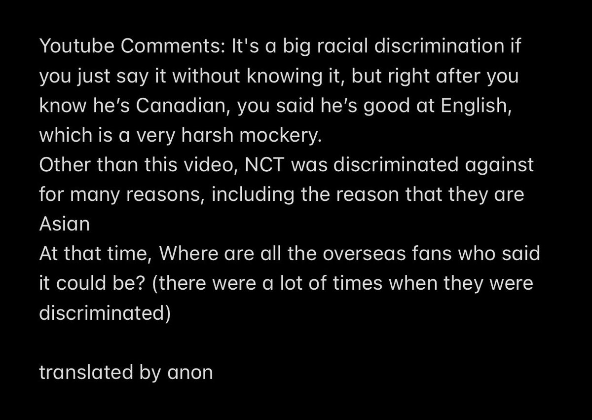 OP is speaking up about the discrimination against NCT members that happened in the States 2018 (cmiiw)a korean fans helped me with the translation, I apologize if there is any mistakes please do not hesitate to correct me ㅠㅠㅠㅠ
