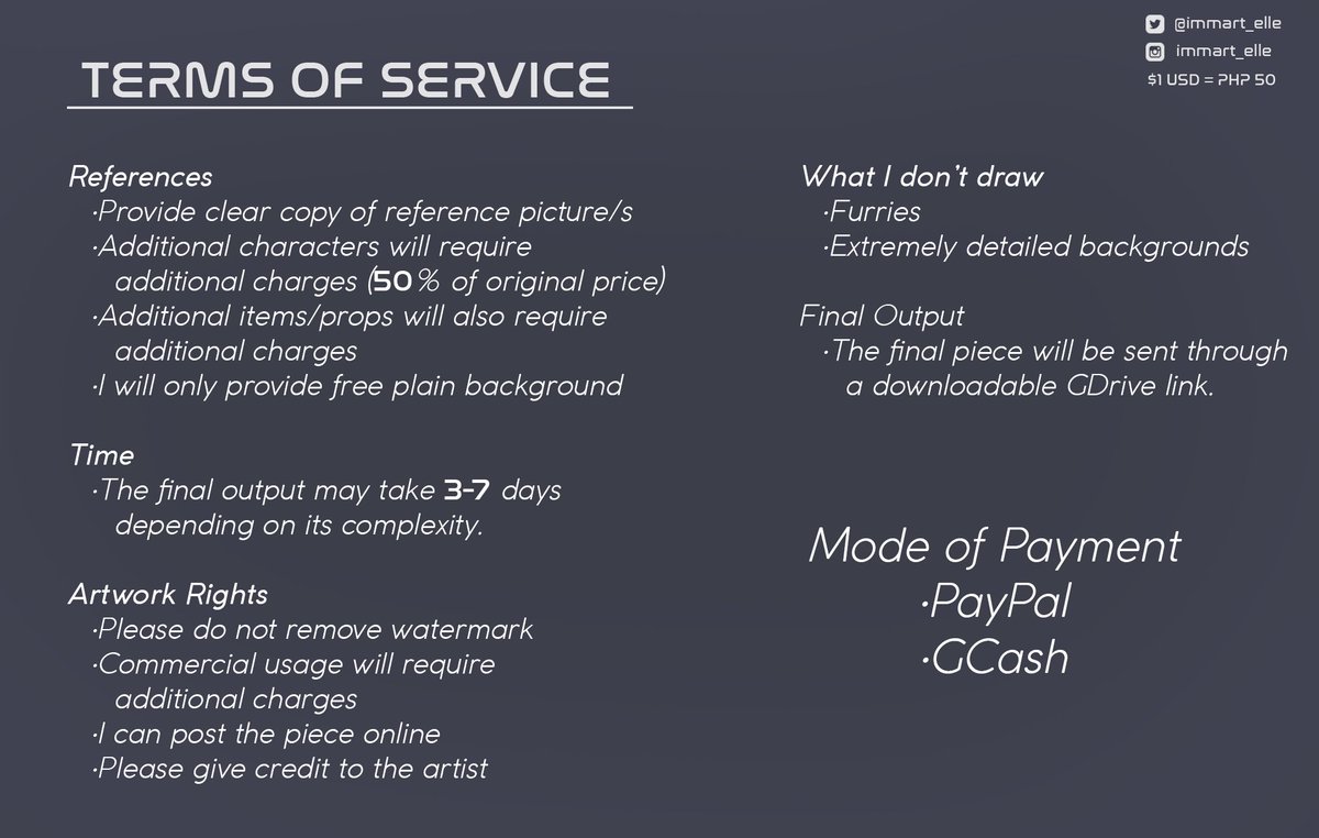 hello!! I'm Elle, a trad and digi artist and I updated commission sheets again so if y'all interested in my work, feel free to dm me for commissions! ✨
rts are highly appreciated!!

ig: immart_elle
#artph #ArtistsofSEA #commissions #commissionopen