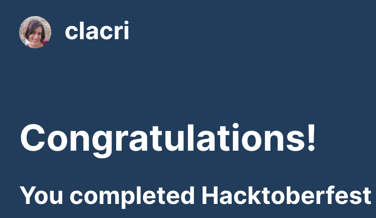 cheshireminima's tweet image. Great!!! Thanks to #HacktoberfestES I managed to complete this year's challenge for #hacktoberfest2020. Mostly contributed to #PythonDocEs but also a mini contribution to @poliastro_py . Really enjoyed!