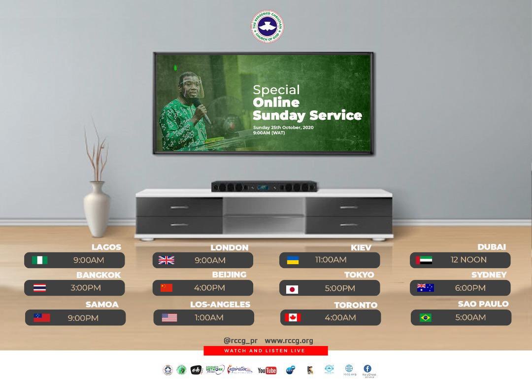 Join me for a special online Sunday service tomorrow by 8am (WAT).
You can join via <a href="/dovetv/">Dove Television</a> or any other platform highlighted in the flier.
It promises to be a great time in the presence of God.
Stay blessed!
@rccg_pr