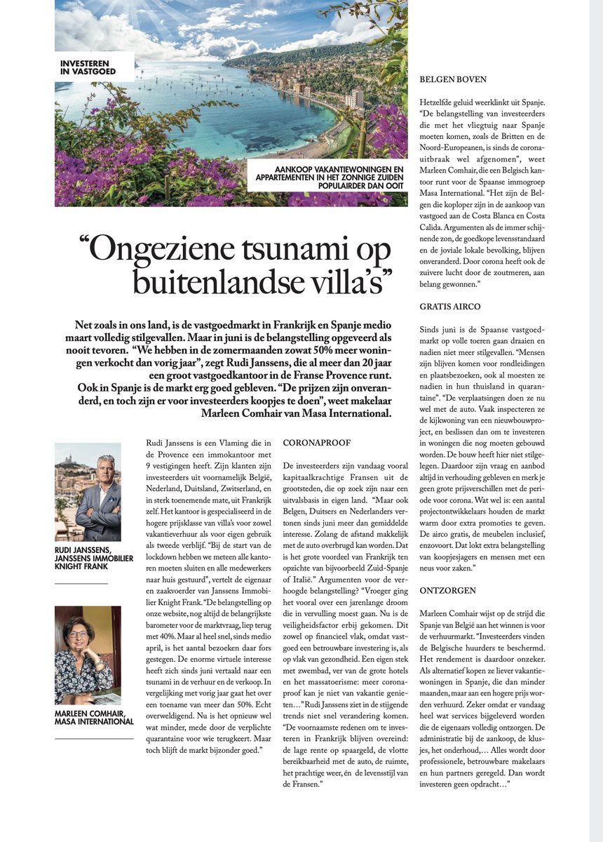 Een mooi artikel over investeren in vastgoed met een hoofdrol voor onze Marleen Comhair uit Dagblad De Standaard