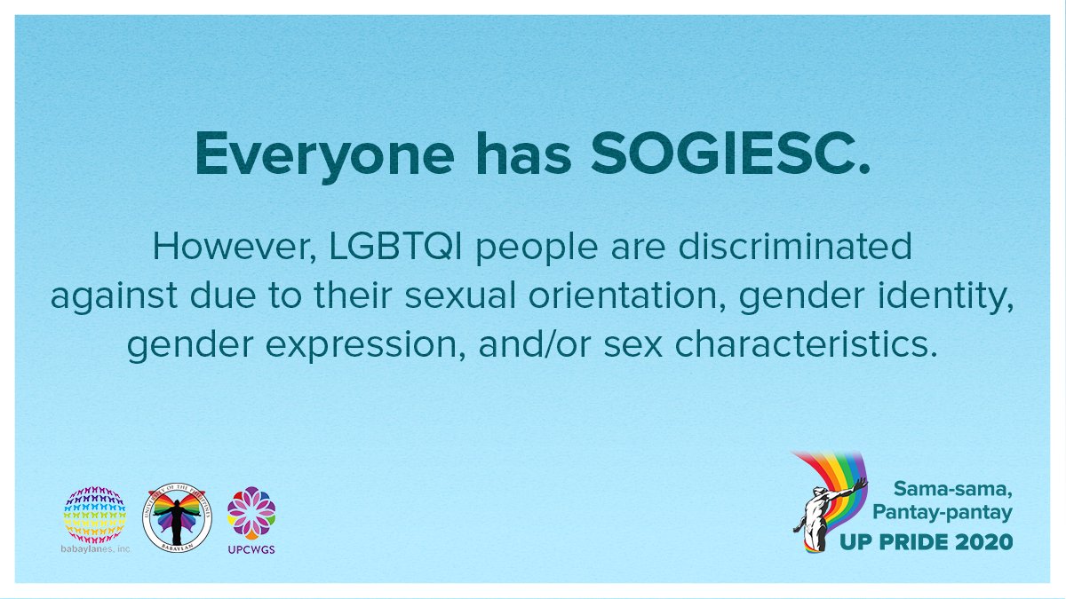 What are key points that are essential to understanding SOGIESC?More info about pronouns:  https://twitter.com/upbabaylan/status/1317458044431724545?s=20 #UPPride2020 #SamaSamaPantayPantay #SOGIEEqualityNow