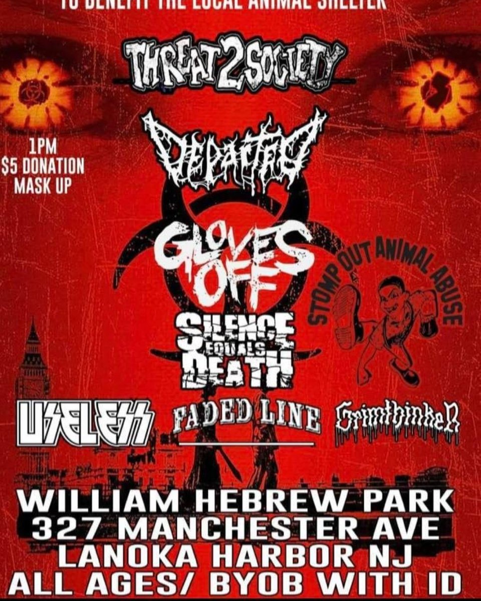PatientZero413's tweet image. I am rolling out to a show today in NJ with @Threat2SocietyHC @DepartedNJ @GlovesOffPahc @SilenceEqualsDeath @LifelessHC @Faded_Line2020 and @Grimthinker_NJ. Been a while, wear a mask and stop by and say hi to me if you are there.

#PatientZeroRecords #NewJerseyHardcore #NJHC