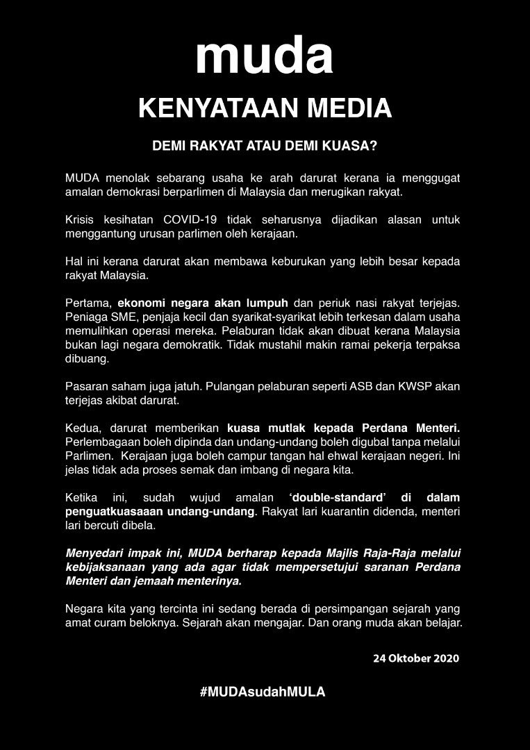 Negara kita yang tercinta ini sedang berada di persimpangan sejarah yang amat curam beloknya. Sejarah akan mengajar. Dan orang muda akan belajar. Kenyataan penuh di sini: