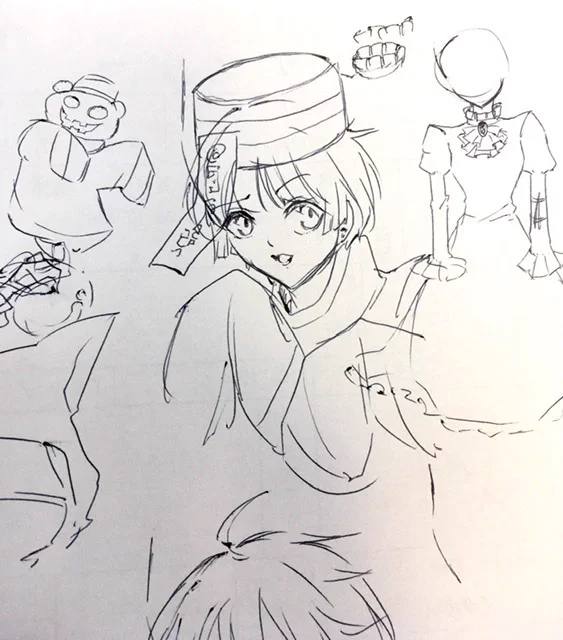 イラスト構想の時はとにかく描き殴るの図 
