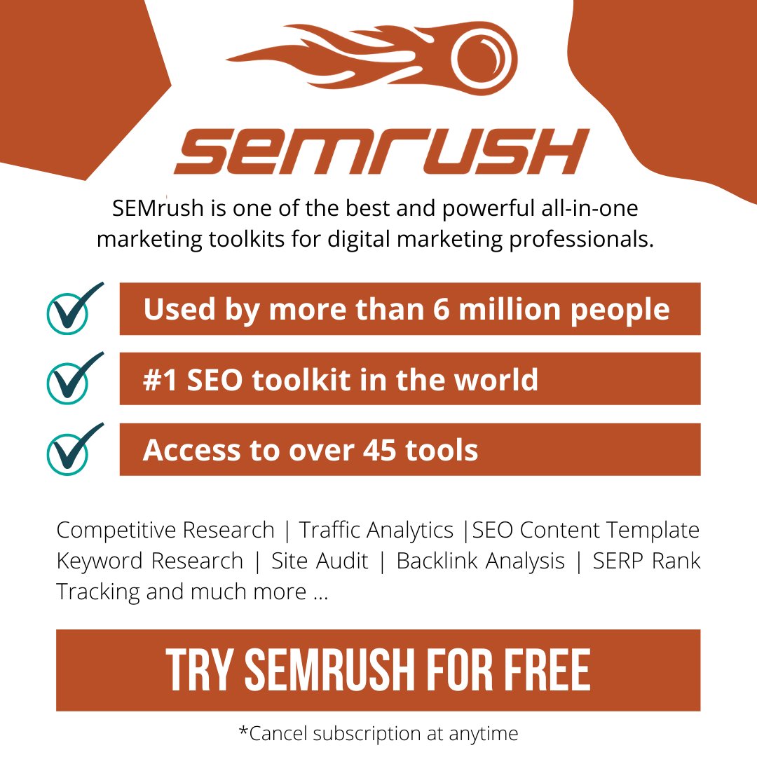 newbie_sprout's tweet image. Are you a digital marketer ? This tool is gonna definitely help you along the way to compete against big guns in the market and boost your SERP ranking.

Try SEMrush for Free now
bit.ly/3jrNHJF

#semrush #newbiesprout #semrushtrial @semrush @SEMrushAcademy #seo #seotools