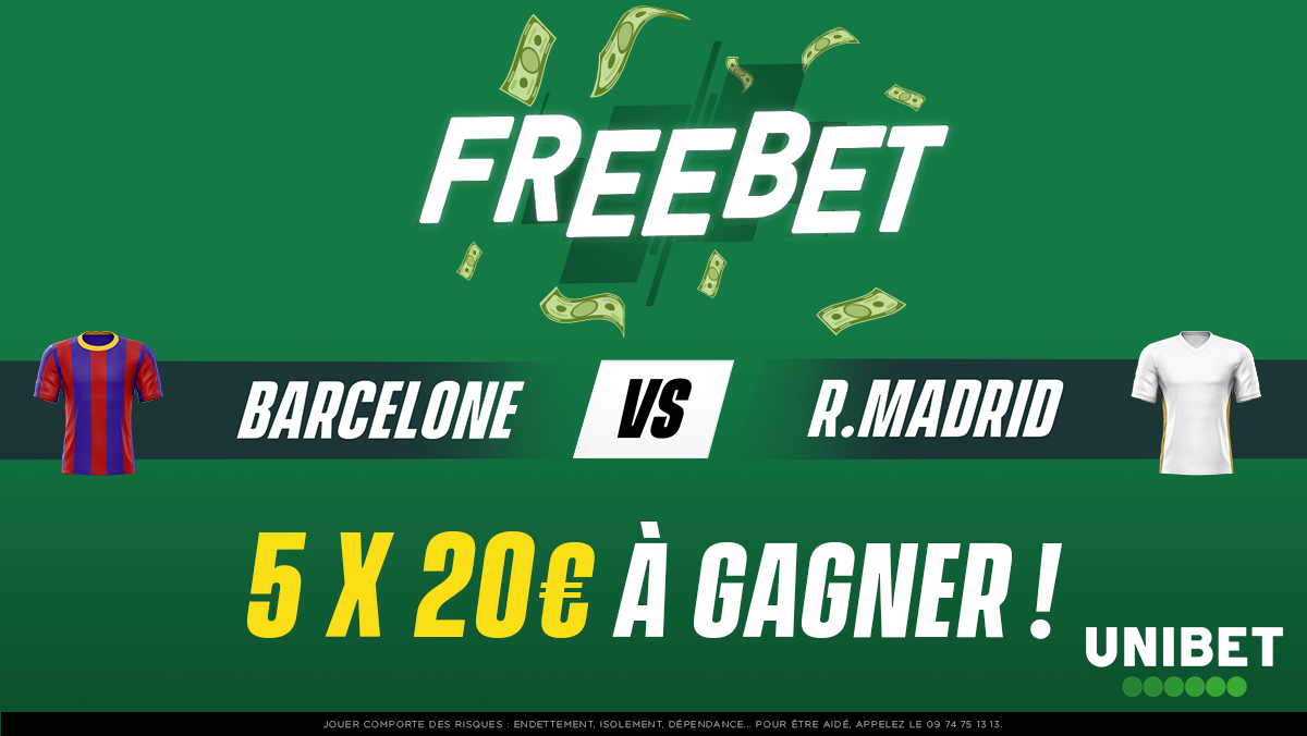 ⚽ 5 x 20€ de Freebets à gagner pour El Clásico #FCBRMA à suivre sur Unibet TV ! Qui sera le dernier buteur ? 🇪🇸📺

👉 RT + Pseudo + #FreebetClasico
⏳ Fin du jeu à 16h00.
🍀 Tirage au sort dimanche.