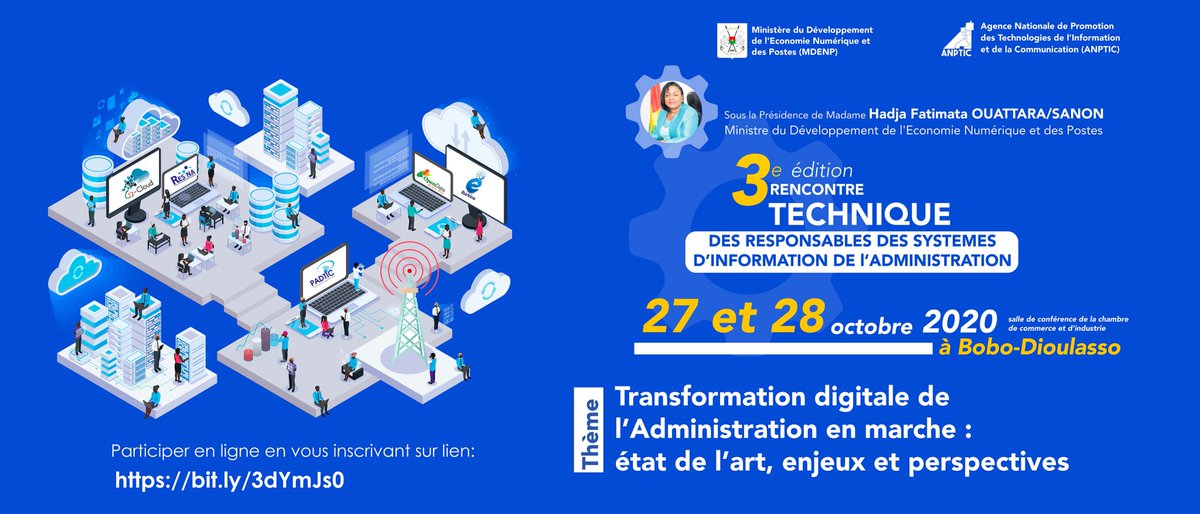 anptic's tweet photo. Troisième Rencontre Technique des Responsables des services d'information de l'Administration.
les 27 et 28 octobre 2020 à Bobo-Dioulasso dans la région des Haut-bassins 
https://t.co/eAZx2PO6bQ https://t.co/6PrQZscgTt