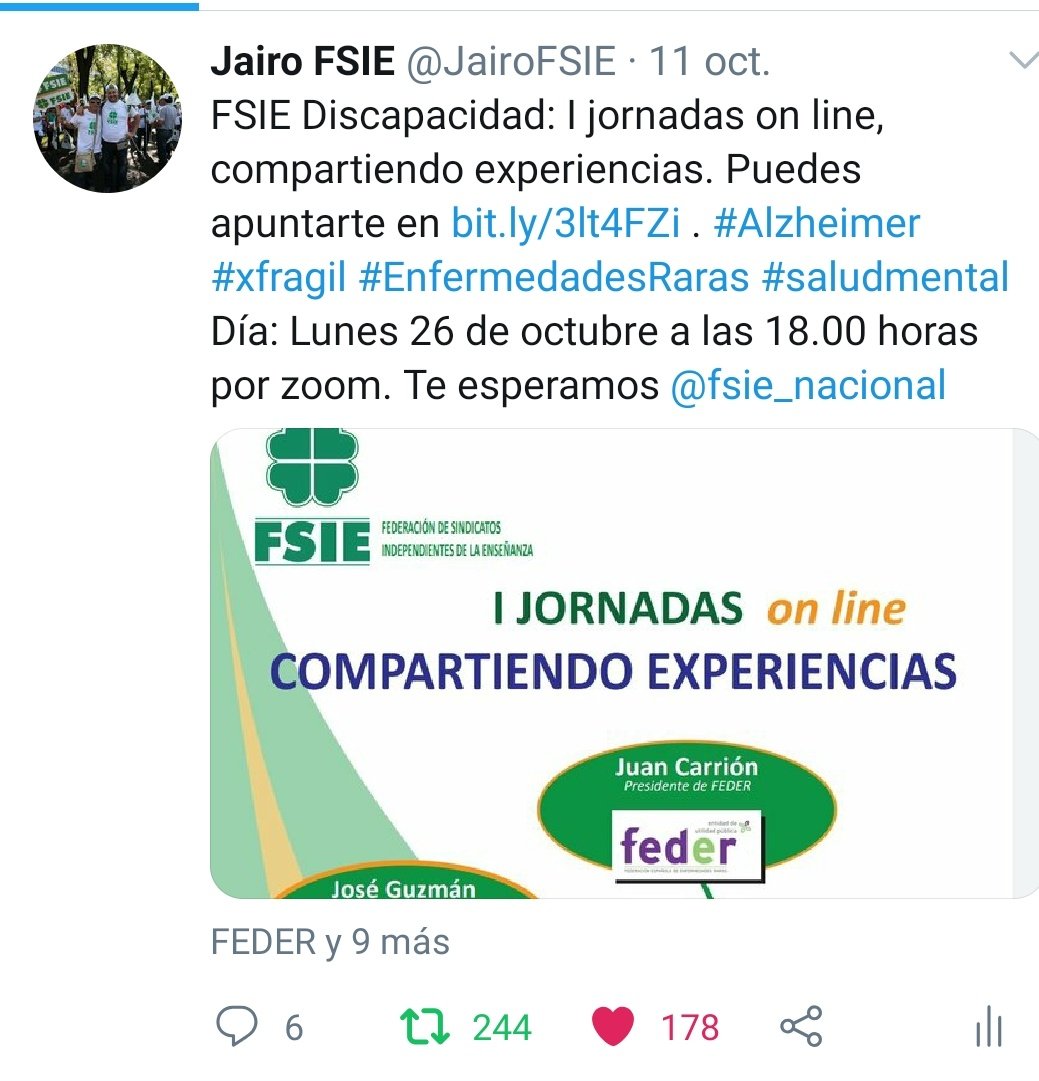 JairoFSIE's tweet photo. Más de 130 personas apuntadas, todavía puedes apuntarte #xfragil #saludmental #Alzheimer  #enfermedadesraras @consaludmental @FEDER_ONG @AFACAYLE @AlzheimerCeafa @AlzheimerEsp @XFragilMad @XFragil_CV @XFragilCyL @ACSXFragil  @saludmentalcyl @asopuente #fsie #discapacidad #feder https://t.co/5xvGvdtfFP