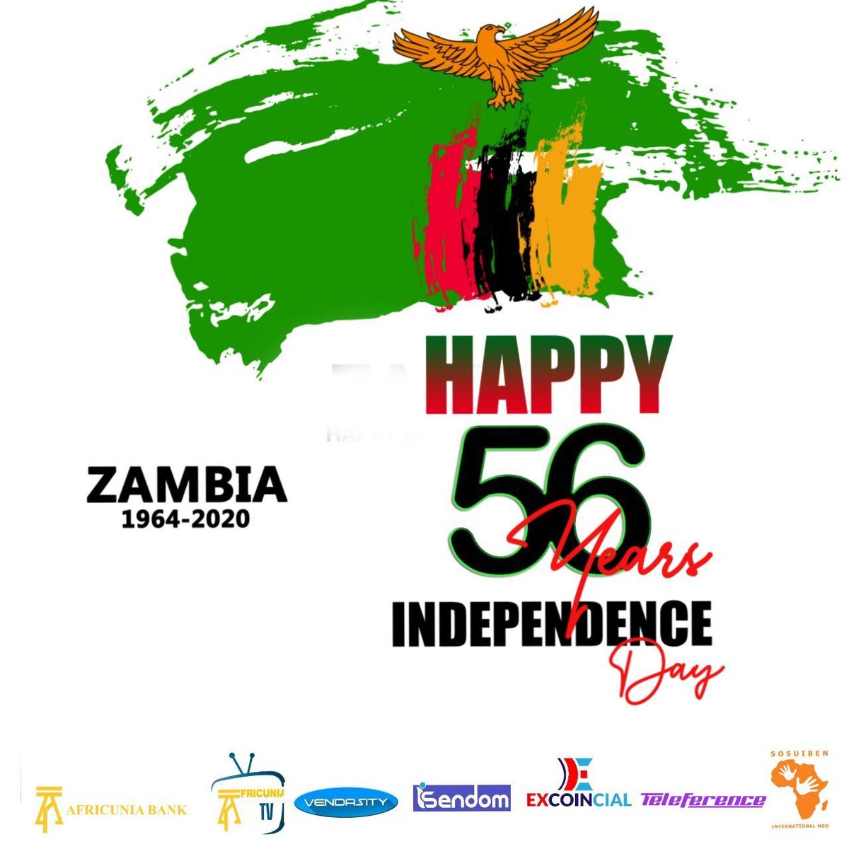 Isendom1's tweet photo. Sending our warmest wishes on this momentous day to our Zambians brothers and sisters in celebration of the 56th Independence Day of a great nation!

Wishing you a Happy Independence Day 2020!

Your AFRICUNIA ECOSYSTEM Family

#Zambia #99jobs #FREE #zambians #IndependenceDay https://t.co/hj0acvO6U8
