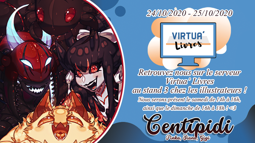 centipidi's tweet photo. 🌹 Bonjour à tous ! Nous serons encore une fois en convention @VirtuaLivres cet après midi ! 😎
Nous serons ravis de vous retrouver !!
https://t.co/6j0KvRJSpj https://t.co/T9ufkyIY2U