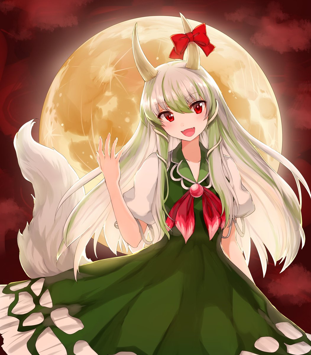 今夜は満月🌕 #東方Project #上白沢慧音 #ハクタク