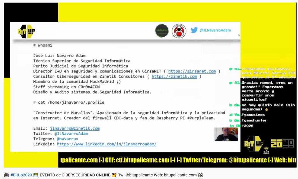 bitupalicante's tweet image. Inicia su charla José Luis Navarro (@JLNavarroAdam ) con su charla: Cazando Gamusinos

▶️youtube.com/bitupalicante.…

#Bitup2020
#ciberseguridad