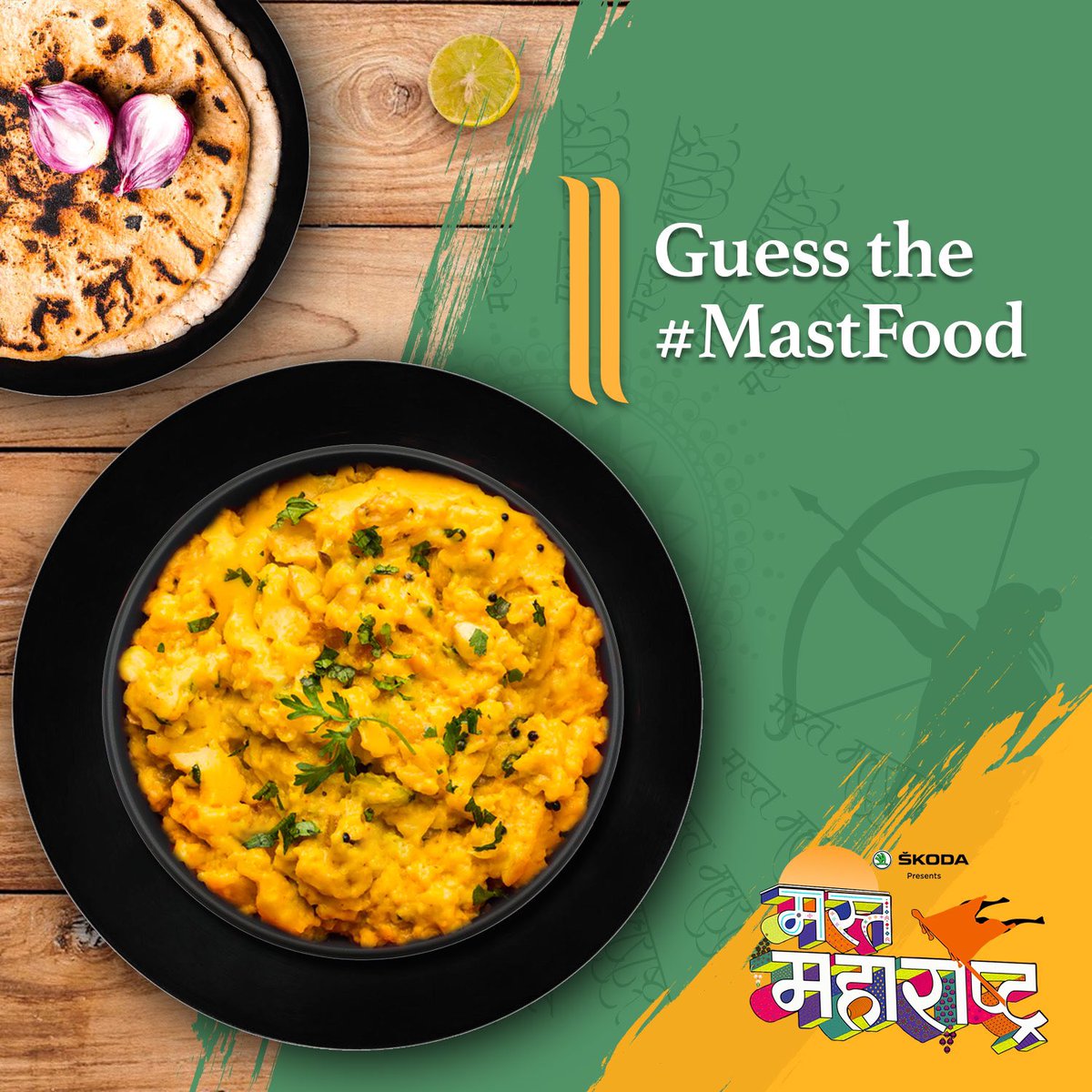 ZeeZest_'s tweet photo. A traditional Maharashtrian dish made using besan or chickpea flour. It’s a part of a popular combination & is served throughout Maharashtra. It's a spicy besan curry. Can you guess the #MastFood?
Keep watching #MastMaharashtra with @prajaktamali, Friday 8.30pm.
@SkodaIndia https://t.co/VkUIXb6iTi