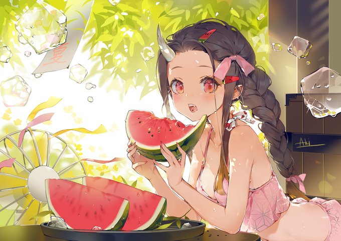 AkiZero AFASG25さんがTwitterに投稿した竈門禰豆子(鬼滅の刃)のイラスト。