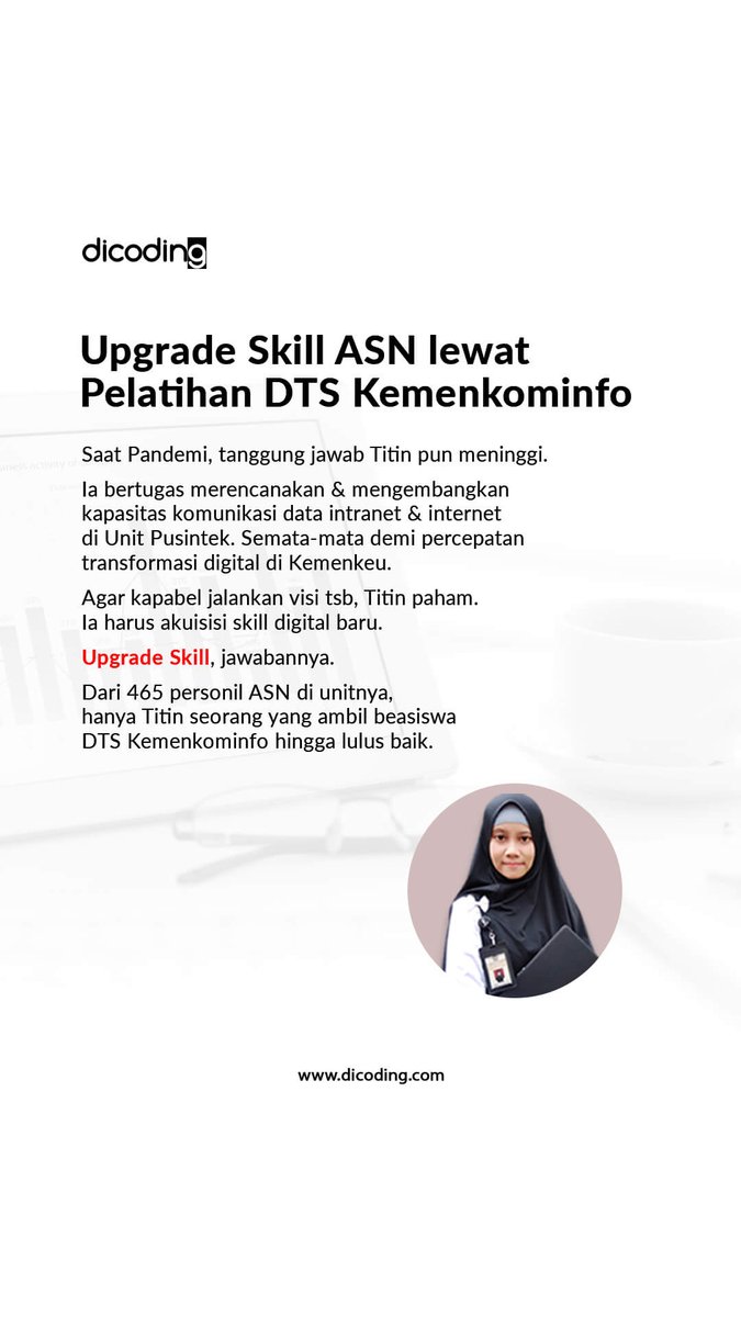dicoding's tweet image. Tanggung jawabnya di era pandemi kian meninggi. Ia bantu mempercepat transformasi digital di tubuh Kemenkeu RI
Untuk itu, upgrade skill diri bukan lagi pilihan, melainkan keharusan
Ia pun lulus dari beberapa kelas #dicodingacademy & aktif belajar dari #dicodingevent
(2/3)