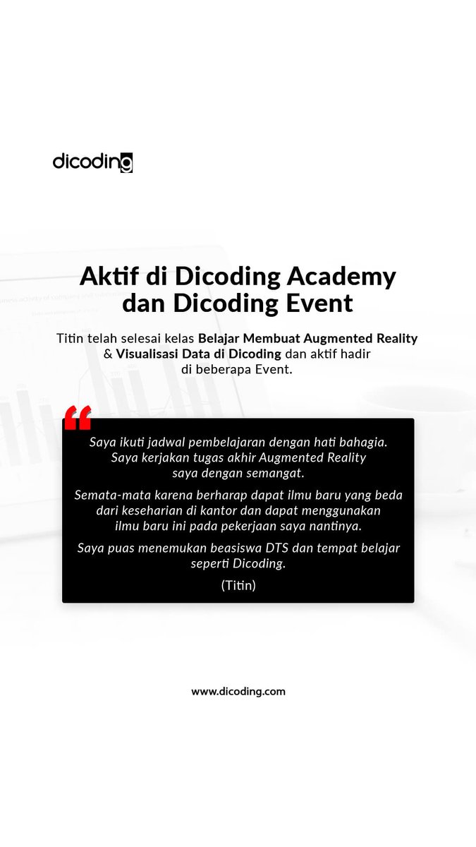 dicoding's tweet image. Tanggung jawabnya di era pandemi kian meninggi. Ia bantu mempercepat transformasi digital di tubuh Kemenkeu RI
Untuk itu, upgrade skill diri bukan lagi pilihan, melainkan keharusan
Ia pun lulus dari beberapa kelas #dicodingacademy & aktif belajar dari #dicodingevent
(2/3)