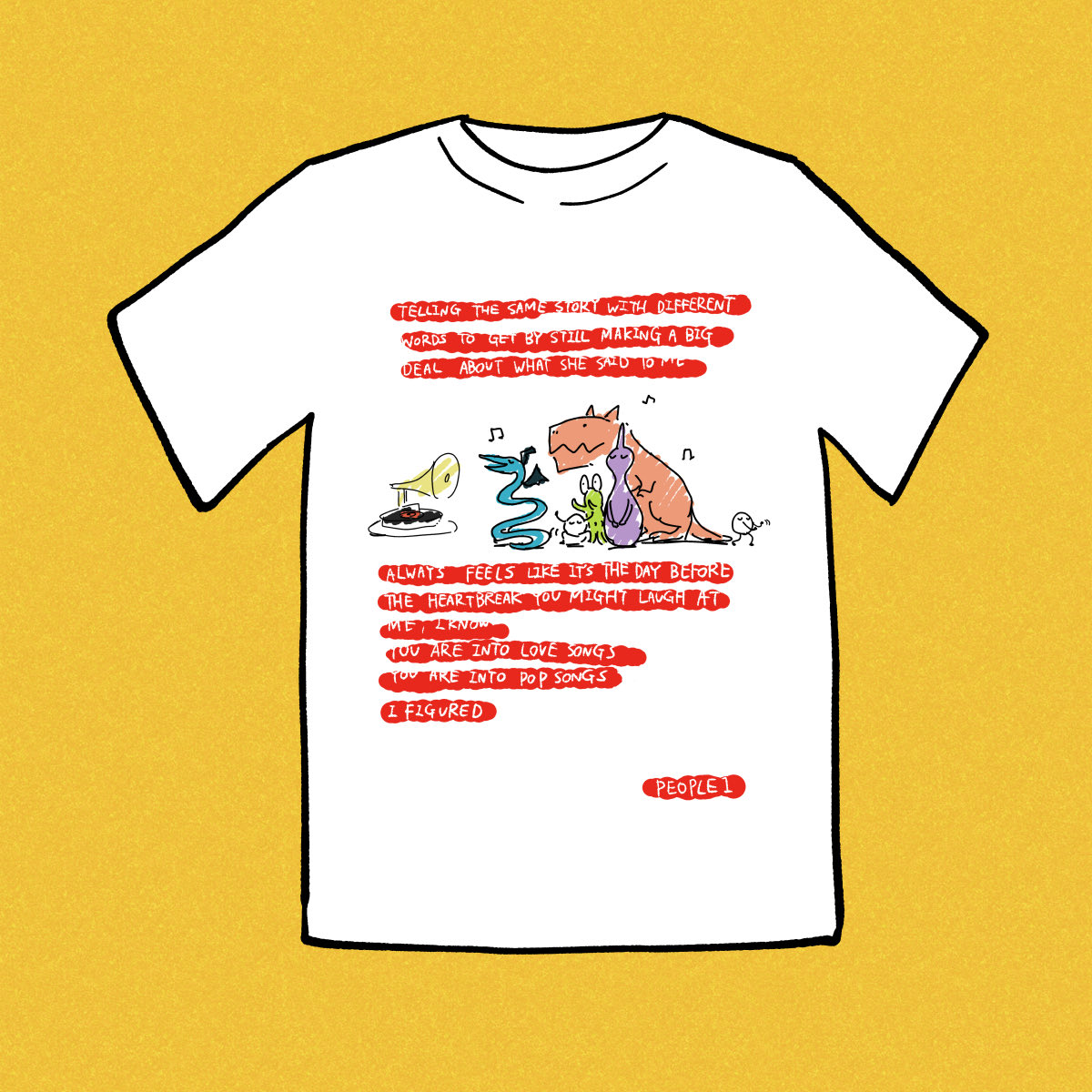 People 1 Twitterren 大衆音楽 T Shirt 意味深な英文とほんわかとしたイラストが全体に大きくプリントされた ハイエンドな逸品 People 1 Twitterren 大衆音楽 T Shirt 意味深な英文とほんわかとしたイラストが全体に大きくプリントされた ハイエンドな逸品